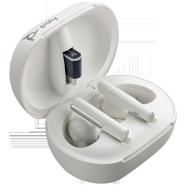 Poly VOYAGER FREE 60+ UC, Wireless Earbuds, TEAMS (USB-A, WHITE) For Cheap