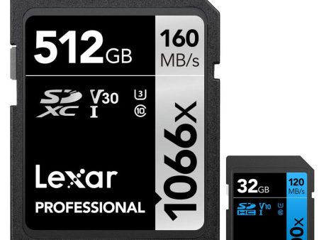 Lexar Professional 1066x SDXC UHS-I Card SILVER Series 512GB Memory Card + 32GB Card Discount