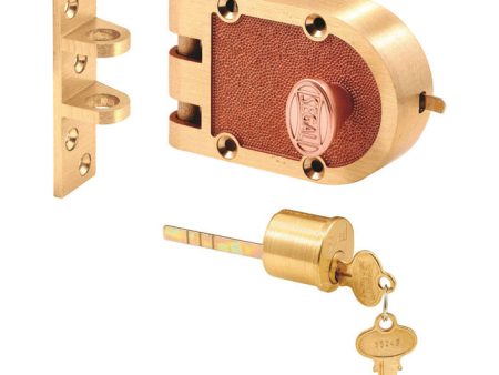 Prime-Line Segal Brushed Brass Solid Bronze Alloy Single Cylinder Deadbolt Keyed Differently Hot on Sale