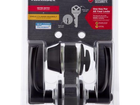 Kwikset Matte Black Lever and Single Cylinder Deadbolt KW1 1-3 4 in. on Sale