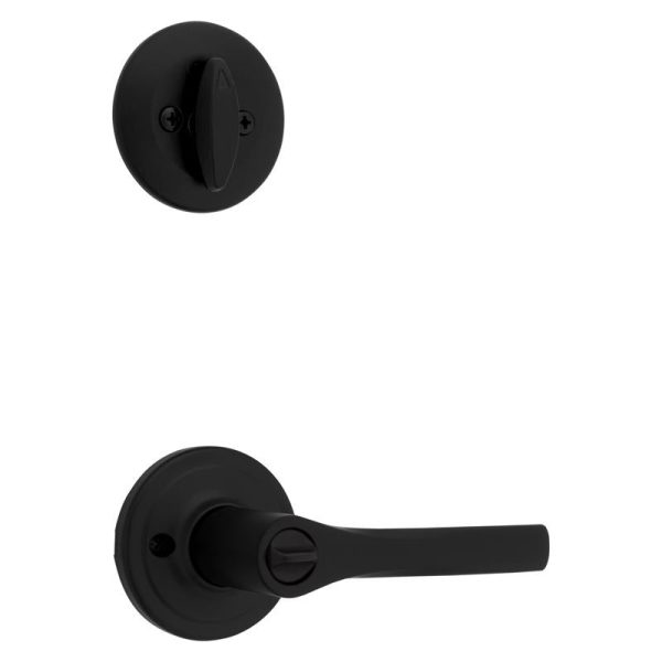 Kwikset Matte Black Lever and Single Cylinder Deadbolt KW1 1-3 4 in. on Sale