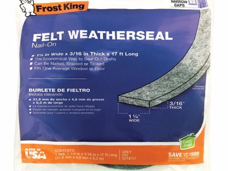 Frost King Gray Felt Weather Seal For Doors and Windows 17 ft. L X 0.19 in. Online