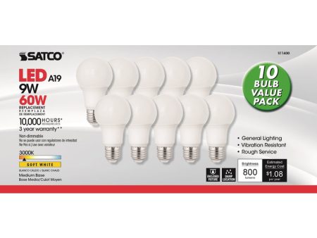 Satco A19 E26 (Medium) LED Bulb Soft White 60 Watt Equivalence 10 pk Sale