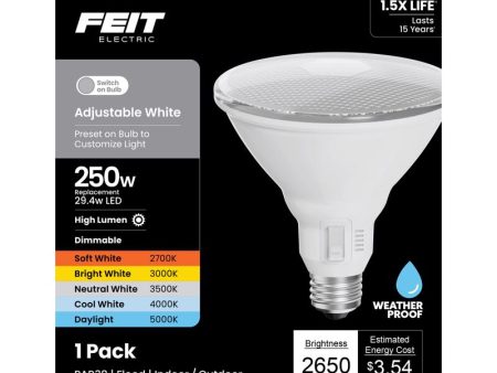 Feit PAR38 E26 (Medium) LED Bulb Adjustable White 250 Watt Equivalence 1 pk For Sale