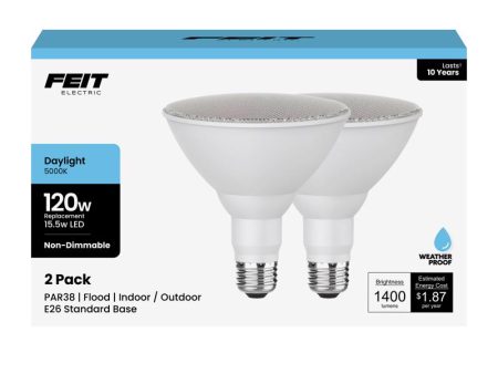 Feit PAR38 E26 (Medium) LED Bulb Daylight 120 Watt Equivalence 2 pk Fashion