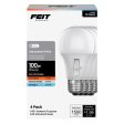 Feit A19 E26 (Medium) LED Bulb Adjustable White 100 Watt Equivalence 4 pk Sale