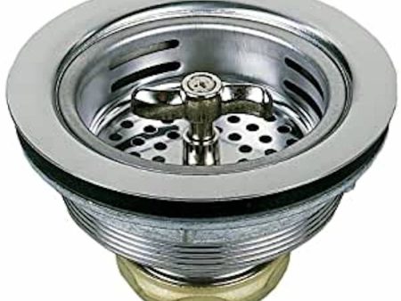 PlumbCraft 3-1 2 in. D Chrome Stainless Steel Spin Lock Basket Sink Strainer Silver Online now