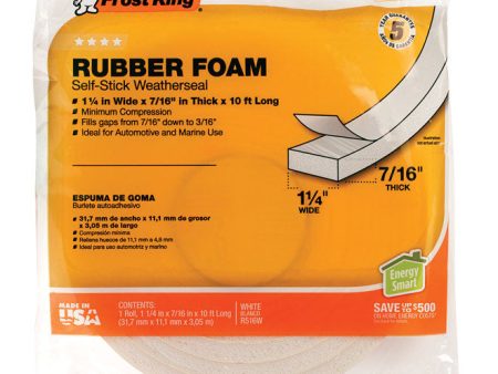 Frost King White Rubber Foam Weather Seal For Doors and Windows 10 ft. L X 0.44 in. Cheap