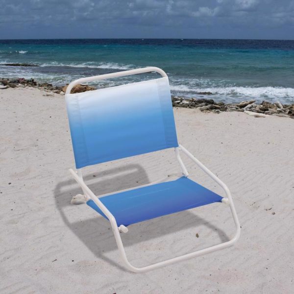 Rio Brands 1-Position Blue White Beach Chair Discount