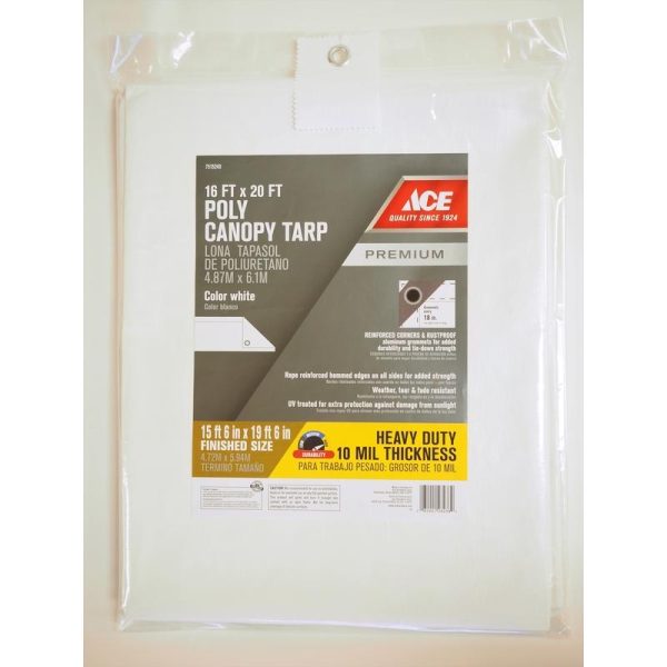 Ace 16 ft. W X 20 ft. L Heavy Duty Polyethylene Canopy Tarp White Hot on Sale